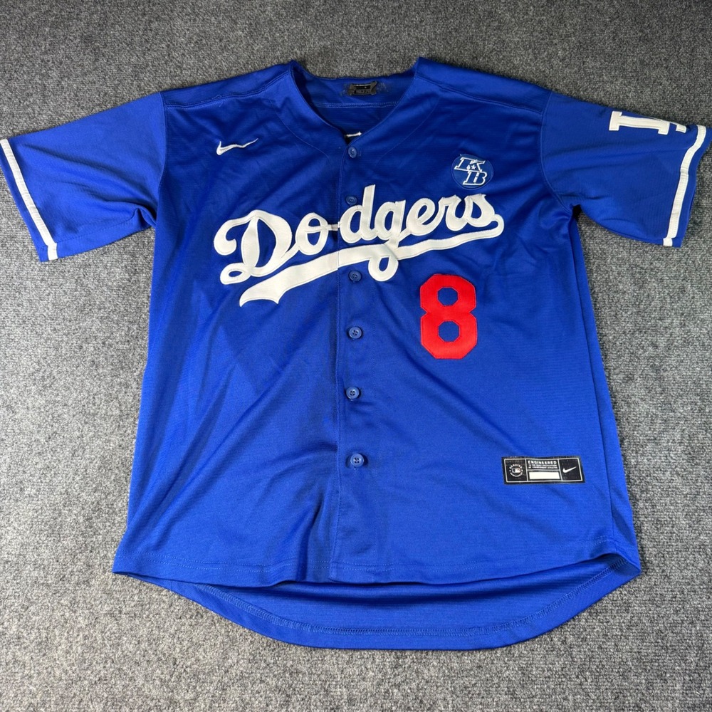 Nike Los Angeles Dodgers Kobe Bryant 24 8 Tribute Baseball Jersey Blue Mens M